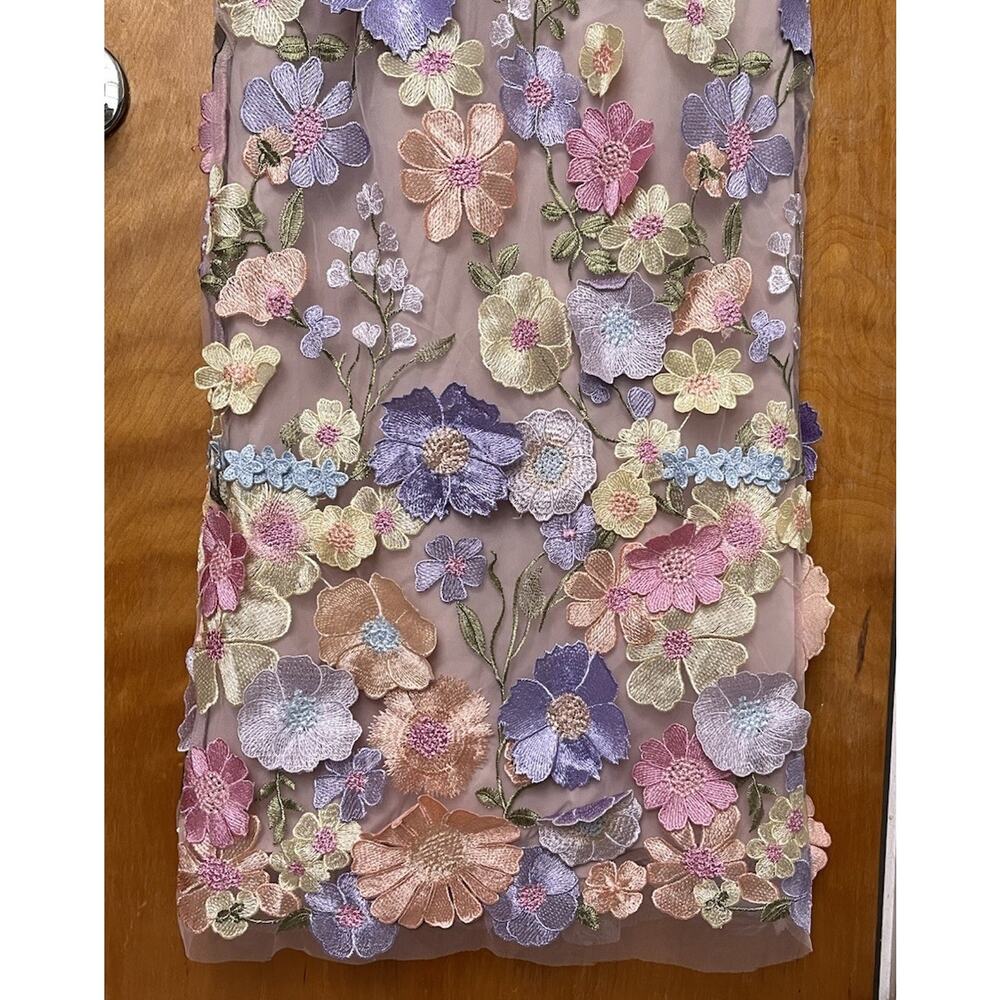 HELLO MOLLY One Of One 3D Floral Embroidered Mesh Midi Dress Sz 2 XS - Picture 4 of 7